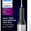 Philips Sonicare Cordless Power Flosser 3000 - Water Flosser with Innovative Quad Stream Technology, Oral Irrigator with 2 Flossing Modes and 3 Pressure Levels, IPX7 Waterproof, Black, HX3826/23, New Black + 2 Nozzles
