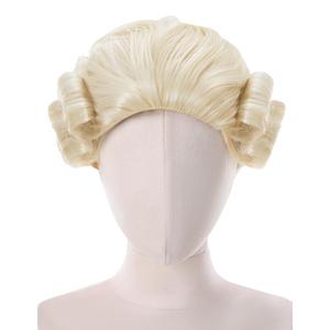Spooktacular Creations Halloween Men Beige Washington Judge Colonial Wig, Long Wave Curly White Wig for Adult Men Halloween Costume Cosplay Party Accessories Funny Costumes Founding Father Costume