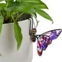 BESPORTBLE 3Pcs Butterfly Decorations for Plant Pot - Iron and Glass Hanging Butterfly Ornaments, Flower Pots Bonsai Hangers Figurines, Outdoor Garden Pendant Decor (Assorted Color)