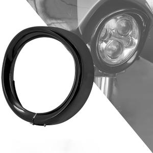 HDBUBALUS Motorcycle Headlight Trim Ring Visor Head Lamp Decorate Ring Fit for Harley Touring Street Glide Road King Electra Glide 2014-up Black
