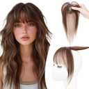 Bangs Hair Clip Human Hair, 100% Remy Human Hair, No Tangle & Smooth, 4x6 3D Wispy Bangs, 10g # Dark Brown