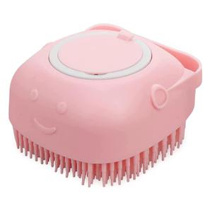 Pet Bath Massage Brush Puppy Dog Cat Grooming Cleaning Soft (Pink)