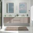 Yimobra Luxury Bathroom Rugs, Fluffy Bath Mats, Non Slip, Water Absorbent Microfiber, Machine Washable, Plush Runner Shower Rugs, Thick Matts for Bathroom Floor&Tub, 60"x 24", Light Brown and White