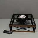 LEDIARY Caged Low Profile Ceiling Fans with Lights and Remote, Rustic Square Flush Mount Ceiling Fan, 6 Speed and Reversible, Small Farmhouse Bladeless Ceiling Fan for Bedroom, Kitchen, Dining Room (Wood Grain)