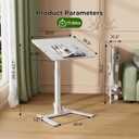 Gibbon Mounts Foldable Standing Desk，Small Mobile Sit-Stand Desk with 90 Tiltable Top，Rolling Rising Laptop Workstation Adjustable Height，Portable Table on Hidden Wheels/4 Lockable Casters，White, 25.6"W x 18.9"D x 28.5"H