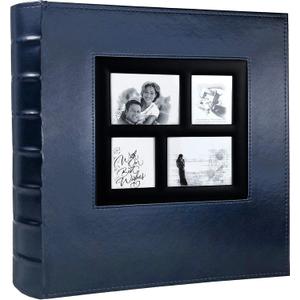 RECUTMS Photo Album 4x6 Holds 500 Photos Black Pages Large Capacity Leather Cover Wedding Family Baby Photo Albums Book Horizontal and Vertical Photos (Blue)