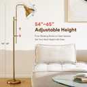 VONLUCE Floor Lamp for Living Room, 65" Industrial Brass Floor Lamp Adjustable Height & Head Vintage Metal Standing Reading Pole Lamp for Bedroom, Office, Farmhouse