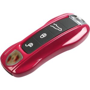 Jaronx Compatible with Porsche Key Fob Cover, Compatible with Porsche Cayenne Panamera Key Fob Cover 2018-2024, Carrera Taycan Accessories 2020-2024 (Ruby Star Red-New)