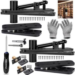 Hidden Door Hinge 573LB Load-Bearing, Tuykay Stainless Steel Hidden Hinges for Doors, Heavy Duty Pivot Door Hardware Swinging Pivot Hinge 360 Rotation Invisible Door Hinges