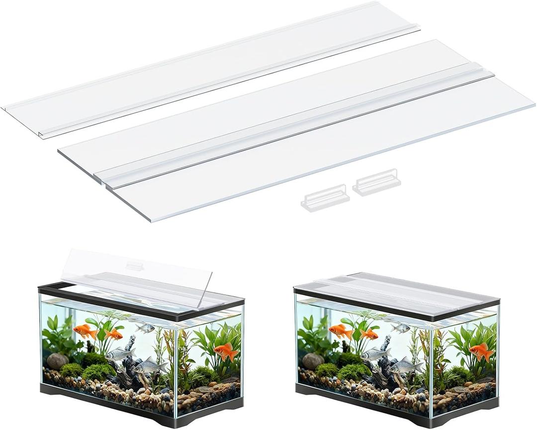 Pawfly 10 Gallon Fish Tank Lid, 19.3" x 9.65" x 0.14", Clear Polycarbonate Canopy for Aquariums Without Center Brace, 10 Gallon Aquarium Lid Aquarium Hood, Long Tank Lid, Plastic Fish Tank Cover