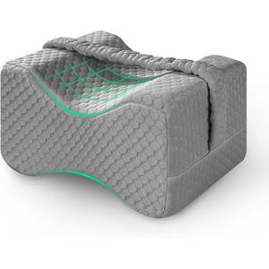Knee Pillow for Side Sleepers Hip Pain,Charcoal Memory Foam Leg & Knee Pillow for Side Sleeping,Between Leg Pillow for Side Sleepers,Leg Pillow with Straps and Removeable Cover(Grey) (Gray-medium)