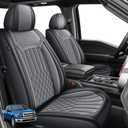 AOMSAZTO Seat Covers Fit for Ford F150 2009-2024 2025 - F250/F350/F450 2017-2024 2025 Front Pair Faux Leather Waterproof Truck Car Seat Covers (2PCS Front, Black & Grey)