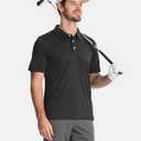 Boladeci Men's Golf Polo Shirts Short Sleeve Performance Quick Dry Breathable Work Business Casual Shirts (Black, L)