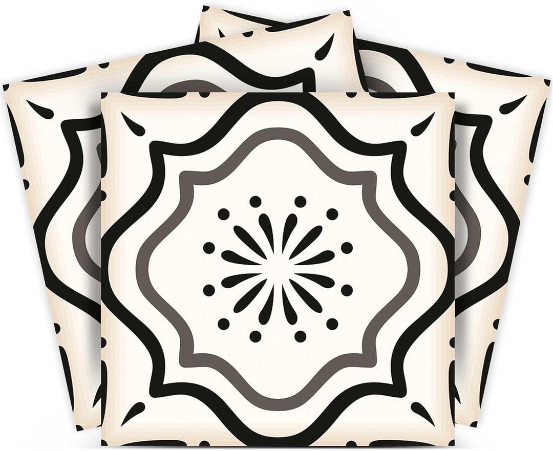 Black & White Collection Peel and Stick Tile Stickers 24 PC Set backsplash Tile Decals Bathroom & Kitchen Vinyl Wall Decals Easy to Apply Just Peel & Stick Home Decor (Black & White B5, 6x6 Inch)