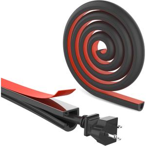 Wall Cord Hider 118 Inch, Self Adhesive Cable Hider Cord Cover for Wires, Flexible Wire Cover Cable Raceway for Cord Management W0.59 H0.39in Black