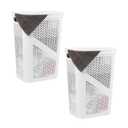 Mind Reader 60L Slim Laundry Hamper, Clothes Basket, Lid, Ventilated, Plastic, Set of 2, White