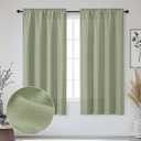 OWENIE Bob Sage Green Curtains 63 Inch Length 2 Panels Set for Living Room Bedroom, Light Filtering Faux Linen Textured Soft Window Curtain, Rod Pocket cortinas para cuarto, 40Wx63L Inches, 2 Pcs
