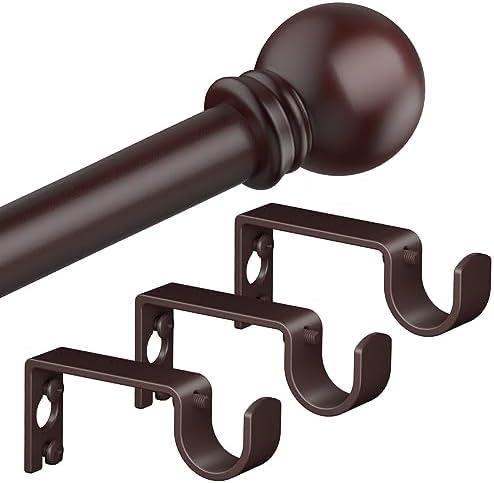 Authandis Bronze Curtain Rods for Bedroom with Brackets,5/8 Inch Diameter Small Window Curtain Rod 30 to 120 Inches,Easy Install Drapery Rods