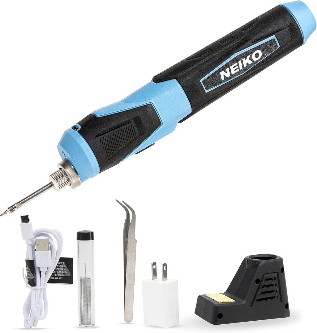 NEIKO 40421A Wireless Soldering Kit, Mini USB Rechargeable Solder Iron Pen, Rapid Heat 356-750F (180-400C) Electrical Soldering Kit, LED, 4V Lithium-Ion Battery, Cordless Soldering Iron Kit
