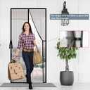 YRH Magnetic Screen Door with Stay Open Buckles - Heavy Duty Self-Sealing Mesh,Powerful Magnets,Full Frame Magic Tape (Fit for Door Size:32x80 Inch,Screen Itself Size:34x82 Inch, Black)