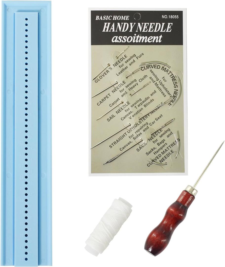 Signature Punching Tools for Bookbinding Supplies with an Awl and Cradle for Starter, Plastic Easy Scrapbooking Kits for DIY Crafts, Notebook, Journals, Planners, Blue (9 inch)