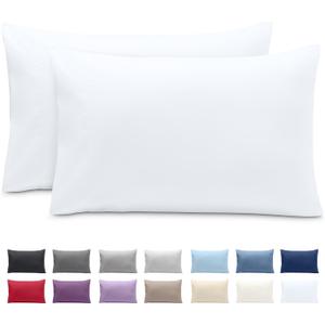 Bare Home Microfiber Pillow Cases - Queen Size Set of 2 - Cooling Pillowcases - Double Brushed - Easy Care - Envelope Closure (Queen Pillowcase Set of 2, White)