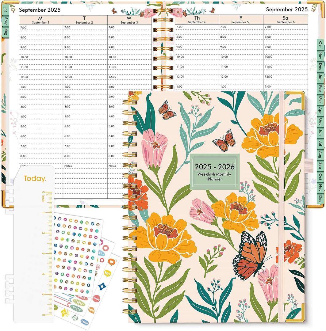 2025-2026 Appointment Book, Hardcover Planner 15 Months Weekly and Monthly (October 2025 - December 2026), 8.5"x11" Daily Hourly Planner 60-Minute time Slots, Spiral Calendar Schedule Book for Work School Teacher Student, Orange Floral 2025-2026 Appointment Book, Hardcover Planner 15 Months Weekly and Monthly (October 2025 - December 2026), 8.5"x11" Daily Hourly Planner 60-Minute time Slots, Spiral Calendar Schedule Book for Work School Teacher Student, Orange Floral