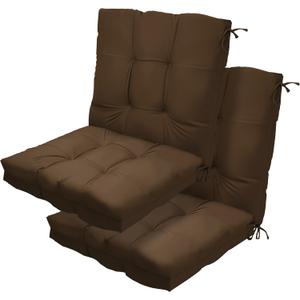 Outdoor High Back Chair Cushions 42"x 21" x 4", Waterproof Patio Chair Cushions, Fade Resistant Seat Cushion for Outdoor Furniture, Porch, Balcony and Indoor (Brown, 2)