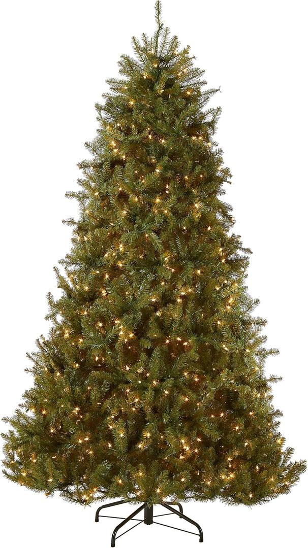 National Tree Company 6.5 ft Pre-Lit Dunhill Fir Artificial Christmas Tree, 650 Warm White LED Lights, 1,838 Tips, Includes Stand, Green