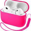 ORNARTO Compatible with AirPods Pro 3 Case 2025, Full Protective Hybrid Silicone for AirPods Pro 3rd Generation Case, Front LED Visible Skin Cover-Hot Pink