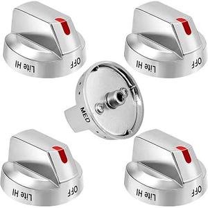DG64-00473A Range Burner Control Dial Knob Range Oven Replacement Compatible with Samsung NX58J7750SS NX58F5700WS NX58K7850SS NX58M6850SS NX58H5600SS NX58H5650WS Gas Range (Silver 5 Pack)