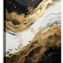 ZQARTZZQ 1 Piece Framed Wall Art Abstract Wall Decor Black Gold Pictures Marble Canvas Art Modern Minimalism Paintings Artwork For Living Room Bedroom Office 16x24in