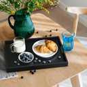 17 Inch Wood Serving Tray with Handles - Large Wooden Tray for Ottoman, Breakfast in Bed, Dinner, Coffee Table - Black Rectangular Tray for Living Room Bedroom Entryway and Kitchen