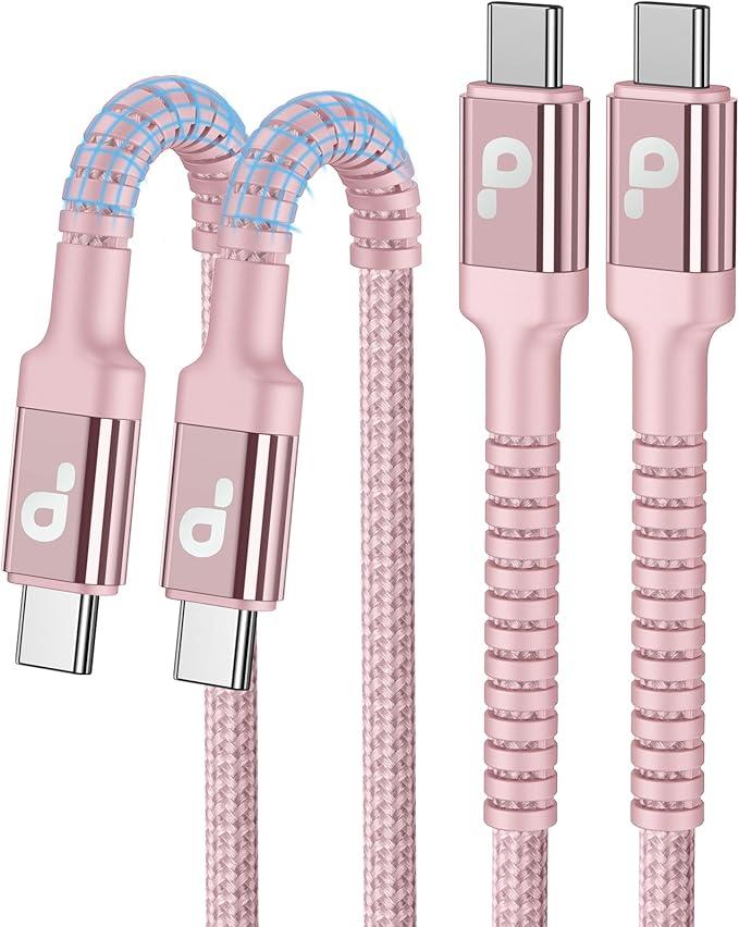 USBC Cable 10FT, 2Pack Long USBC Fast Charging Cable, Nylon Braided USB C to USB C iPhone Charger Cord Compatible with iPhone 17/16/15/Pro Max/Plus/Samsung Galaxy S23/LG and More Pink
