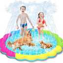 Raxurt Dog Splash Pad, 67in Anti-Slip Dog Pool Splash Pad for Dogs Kids 0.55mm Thickened Durable Bath Pool Pet Summer Outdoor Water Toys Backyard Fountain Play Mat, Colorful