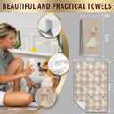 Light Coquette Bow Plaid Goose Kitchen Towels Set of 2, Neutral Beige Checkered Dish Tea Towels for Kitchen Decor, Cute Goose Animal Hand Towels for Bathroom Decor, 16x24 Inches