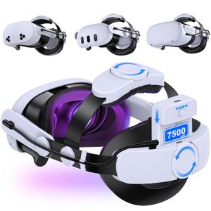 Kawaye for Meta Quest 3S/3/Quest 2 Head Strap with 7500mAh Battery,VR Headset Strap with Detachable Battery Pack,Adjustable Elite Strap Enhanced Support&Comfort Extend Playtime