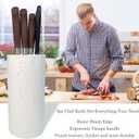 Knives Set with Block,6pc Chef Knife Set High Carbon Stainless Steel Sharp Knives with Universal Knife Block Suitable for Kitchen, Anti-Rust Kitchen Knife Block Set,Space-saving, Safer and Tidier (White)