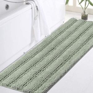 Turquoize Sage Green Bathroom Rugs Runner Extra Long 47 x 17 Large Bath Mat Plush Shaggy Chenille Bathroom Rug Non-Slip Bath Rug Runner Extra Soft & Absorbent Thick Floor Mats, Machine Washable, Sage