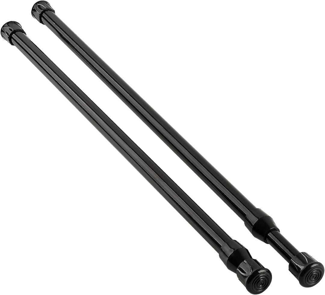 KXLife 2Pcs Spring Tension Curtain Rod, 18 to 30 Inch Adjustable Small Tension Rods No Drill, Black Spring Loaded Curtain Tension Rod for Window
