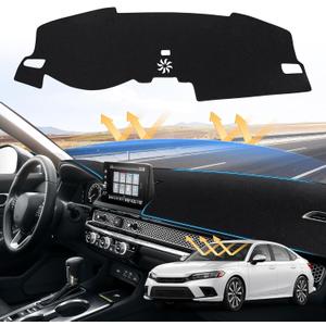 Civic Dash Cover for 2025 2024 2023 2022 Honda Civic Dashboard Cover Mat for Civic 11th Gen. Accessories Sun Shade Non-Slip Dashboard Protector Anti-Glare&Beat The Heat
