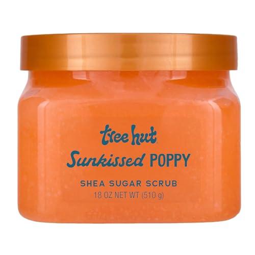 Tree Hut Sunkissed Poppy Shea Sugar Scrub, Exfoliating, Hydrating & Moisturizing Body Scrub with Shea Butter & Nourishing Essential Oils, Smooth & Soften Skin, 18 oz