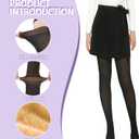 Delcast 2 Pairs Fleece Lined Tights WomenFake Translucent Thermal Sheer Thick Pantyhose Leggings for Winter (M)