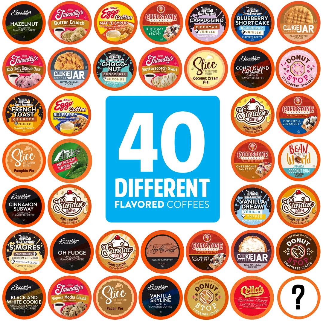 2 x Two Rivers Coffee 40ct Flavored Coffee Pods Sampler-40 Flavors, EXP: 2028-08-02