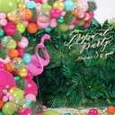 158Pcs Tropical Balloon Arch Garland Kit, Hawaiian Luau Aloha Flamingo Party Decorations Olive Green Hot Pink Orange Rose Gold Confetti Balloons Palm Leaves Birthday Baby Shower Summer Beach Supplies