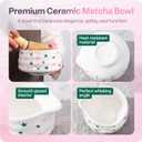 Matcha Whisk Set with Stars - 6 Piece Ceramic Matcha Set with a Bowl, Whisk, Stand, Spoon and Sifter - Designed in the UK - Gift Set