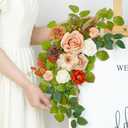 Wedding Decor (Pack of 2) Welcome Sign Flower Backdrop Garland for Ceremony Reception Wall Easel Home Decoration Entryway Faux Outdoor Board Head Table Decor (Orange & Terracotta)