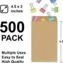 Coin Envelopes, 500 Pack Kraft Seed Envelopes, Small Parts Envelopes with Gummed Seal, 4.5 x 3Inches