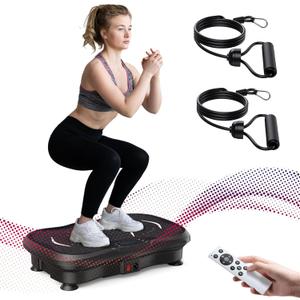 Whole Body Vibration Plate Exercise Machine 265 lbs Capacity with 99 Speed Levels, Remote Control, LED Display, Resistance Bands & Programs Home Exercise Equipment Weight Loss for Women & Men