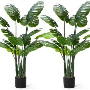 Giegxin 2 Pack 60'' Tall Large Artificial Monstera Deliciosa Plant 5ft Faux Swiss Cheese Floor Plants Fake Tropical Silk Tree with Pot for Indoor Outdoor Office House Living Room Home Decor